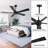 54 In 5 Plywood Blades Indoor Ceiling Fan Remote Control Noiseless Reversible DC Motor, Black-1209768435-1209768397