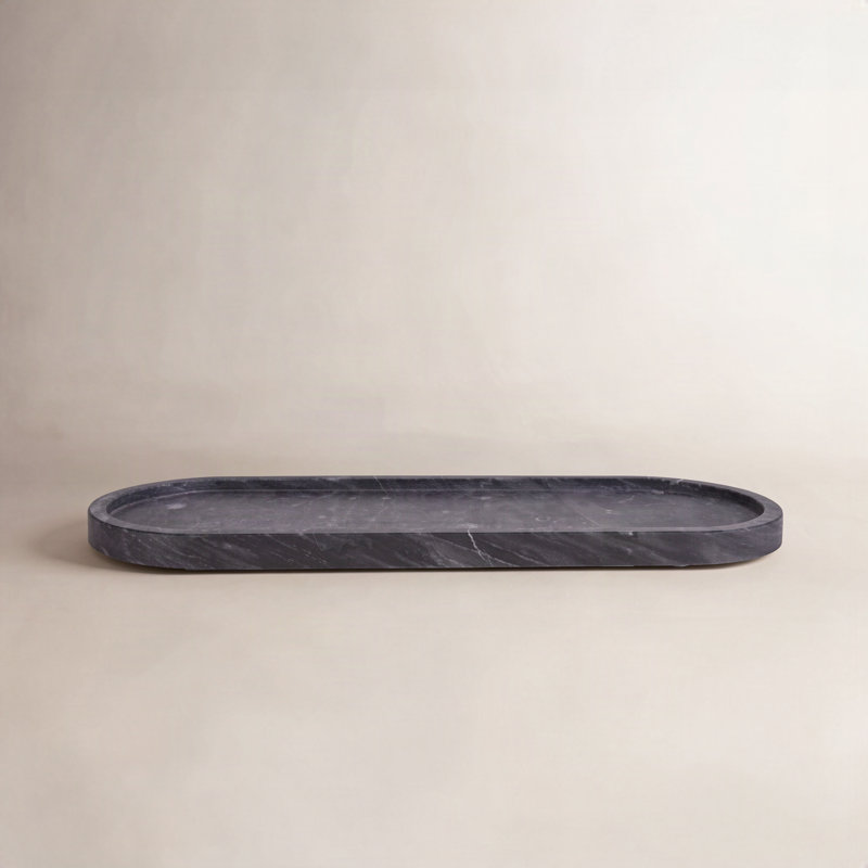 Artifacts Marble Decorative Runway Tray, Black Matte