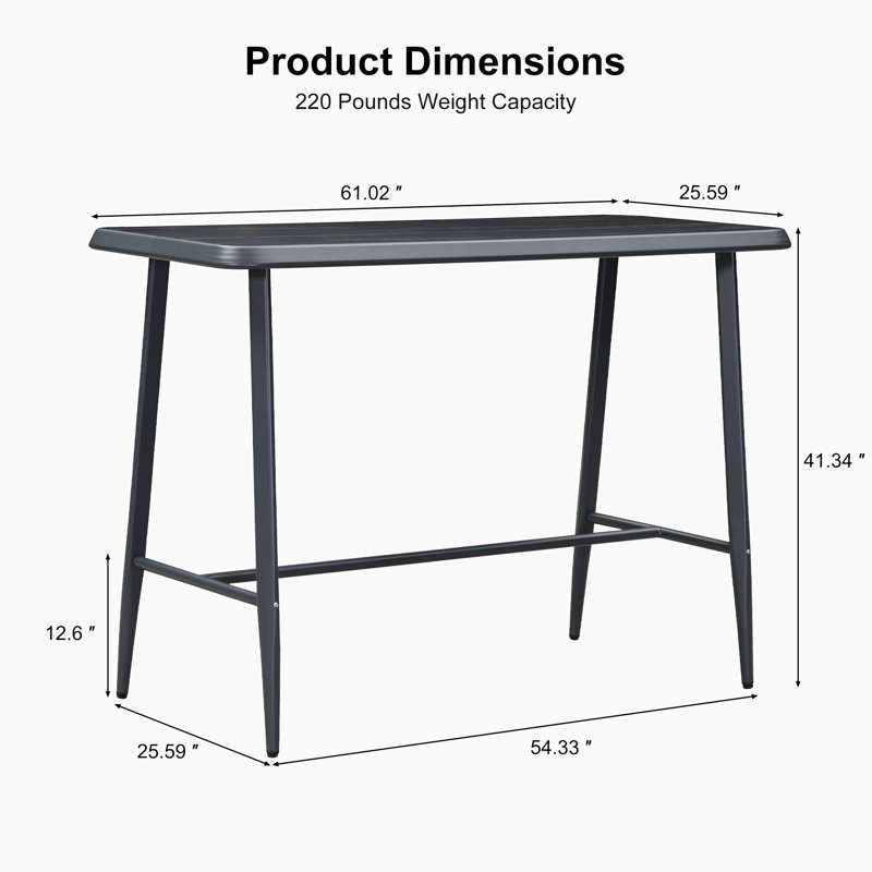 Ivy Bronx Bar Height Table Retangular Patio Dining Coffee Kitchen Breakfast Bistro Outdoor Pub Bar Table For Garden Balcony