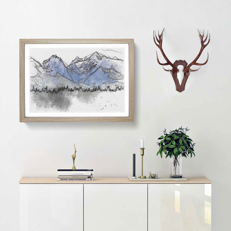 Rocky Mountains in Alaska in Abstract - Picture Frame Graphic Art Print, 50cm H x 76cm W x 2cm D, Oak