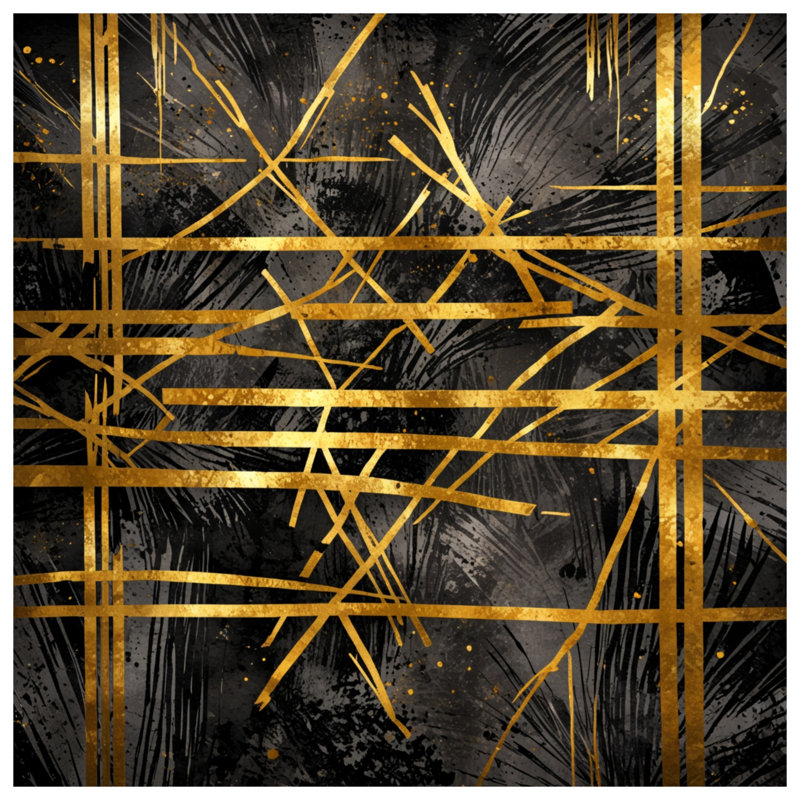 Gold Black Abstract Lines Comforter, Twin Extra Long
