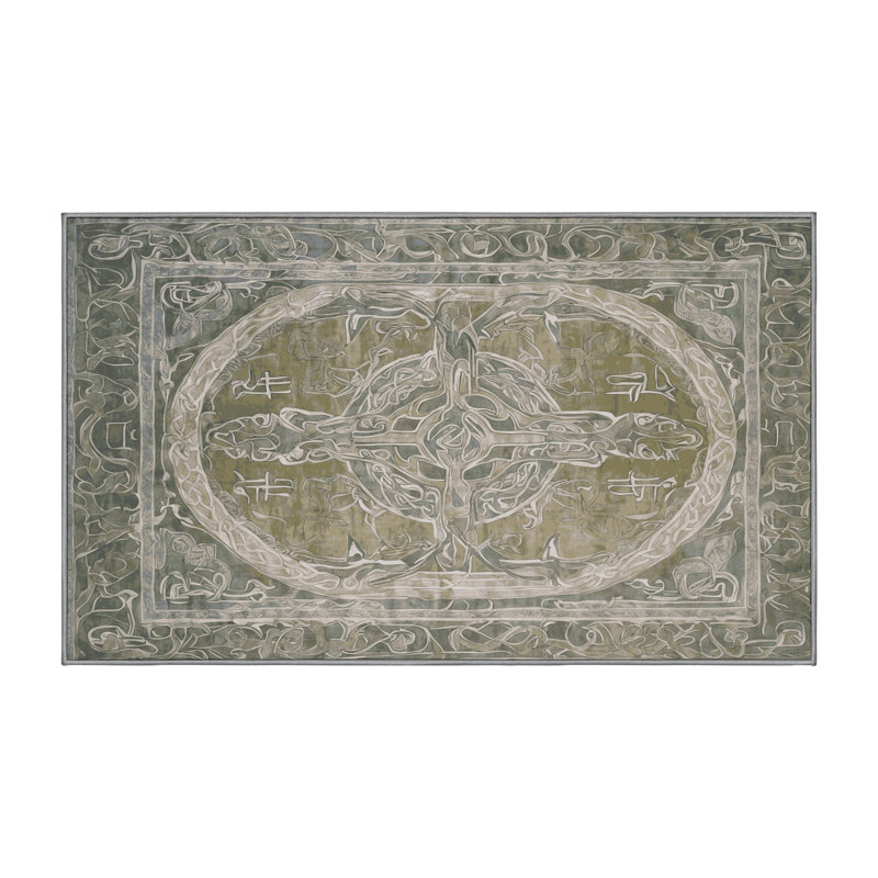 Tapis gris lavable à la machine, Rectangle 4 pi x 6 pi