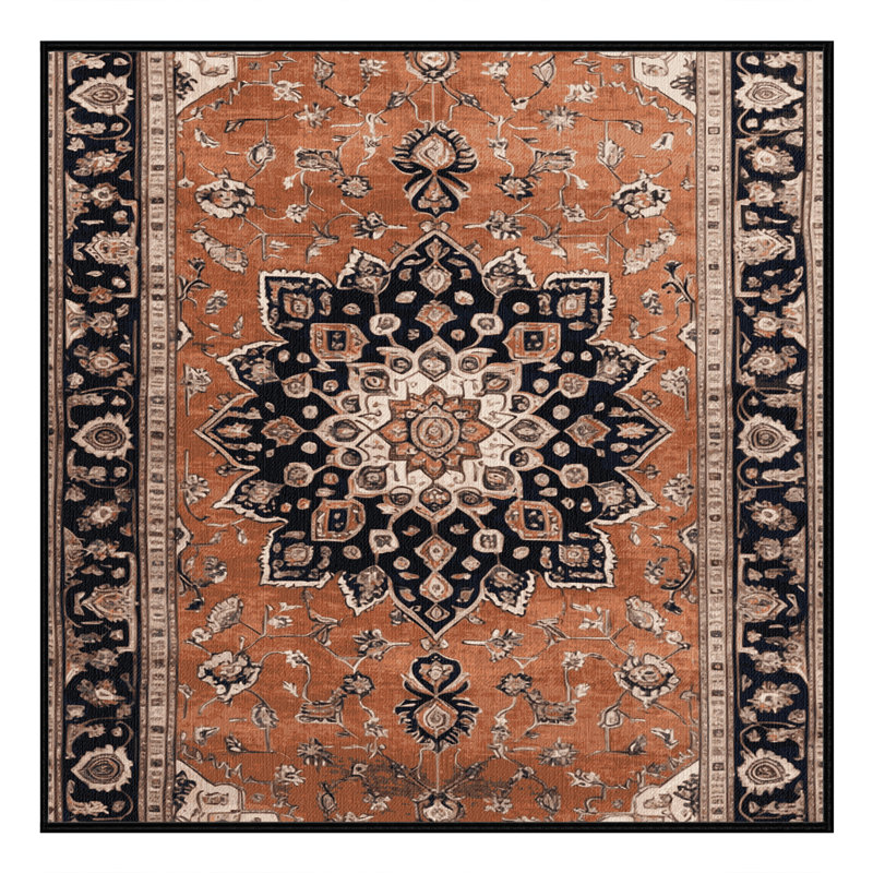Machine Washable Persian Brown Area Rug, Square 5'