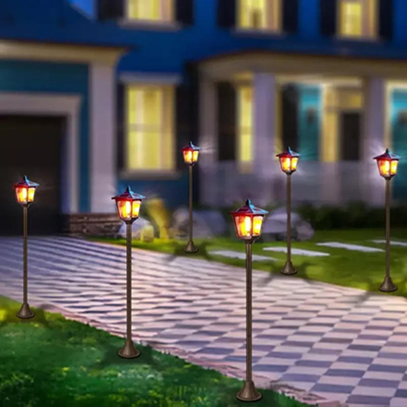 2 Pcs Solar Torch Post Light Flame Outdoor Led Pathway Garden Street Light
