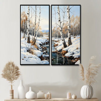Birch Woods Winter Whispers I - Art floral avec bouleau