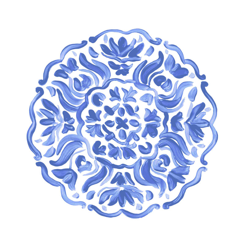 Porcelaine Medallion II - impression sur toile tendue, H 30 po x l 30 po