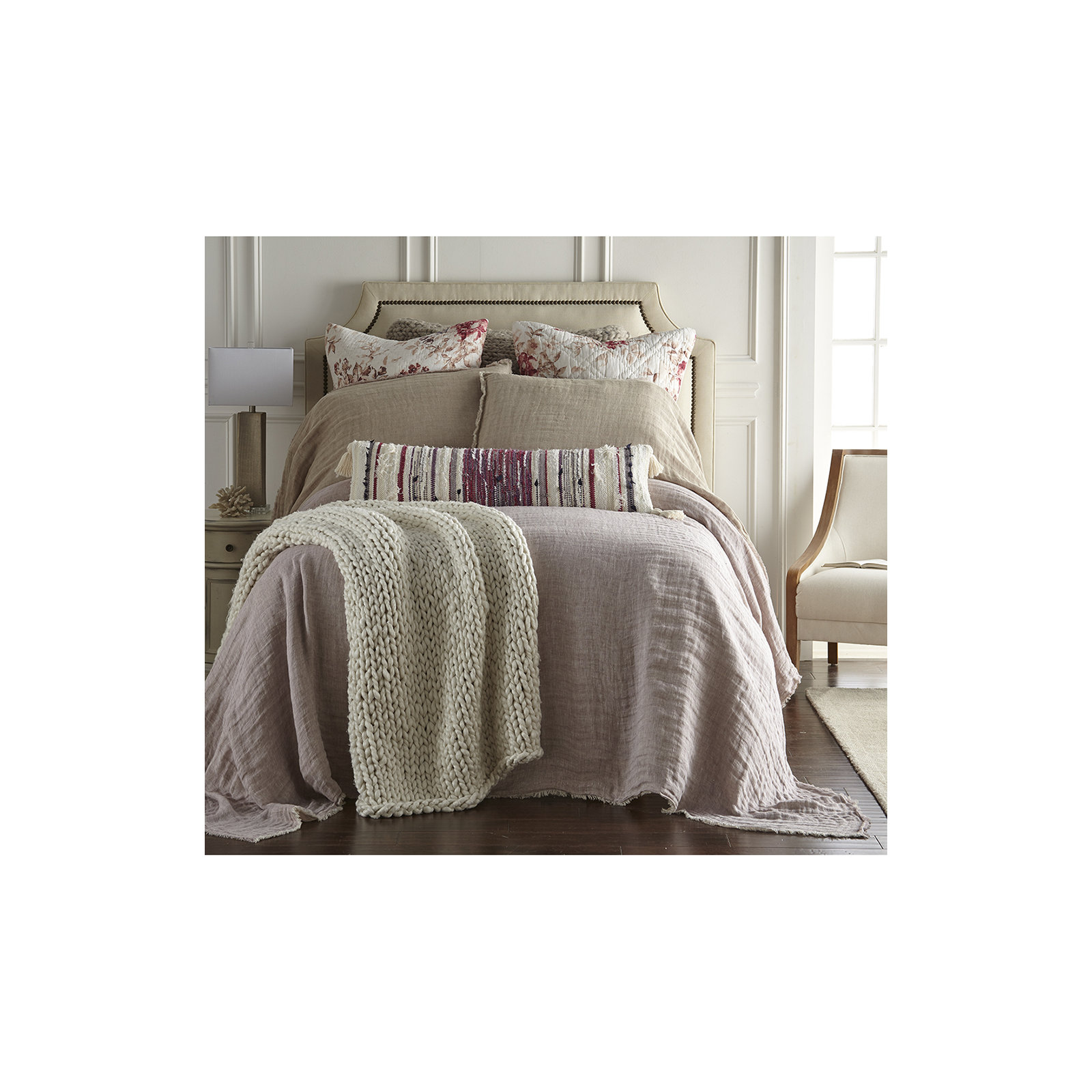 Artis Linen Percale Coverlet Set, King Converlet + 2 Shams
