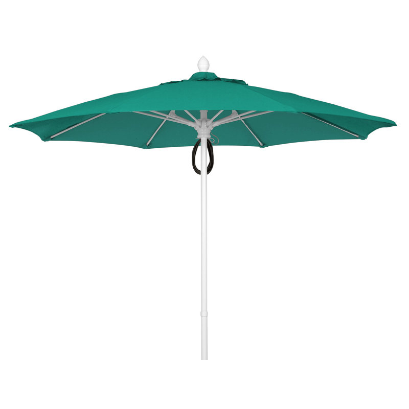 Parasol de marché 9 pi Prestige, Blanc, Sunbrella® bleu ciel