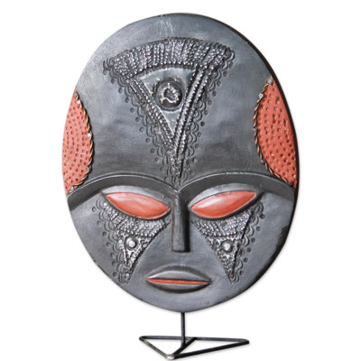 African Mask on Stand Sculpture