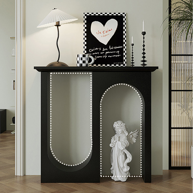 Black Manufactured Wood Freestanding Fireplace, Black