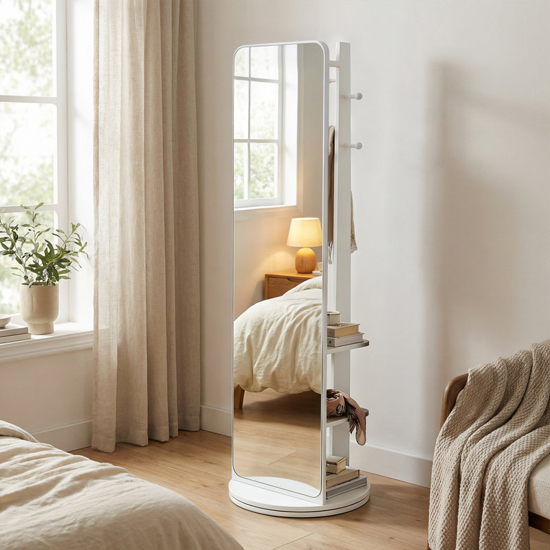 Square Floor Mirror, White