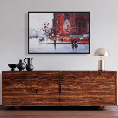 "Scène de rue noire et rouge" sur toile