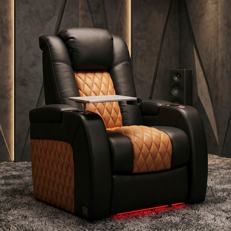 Fauteuil inclinable électrique à gravité zéro, Noir / chameau