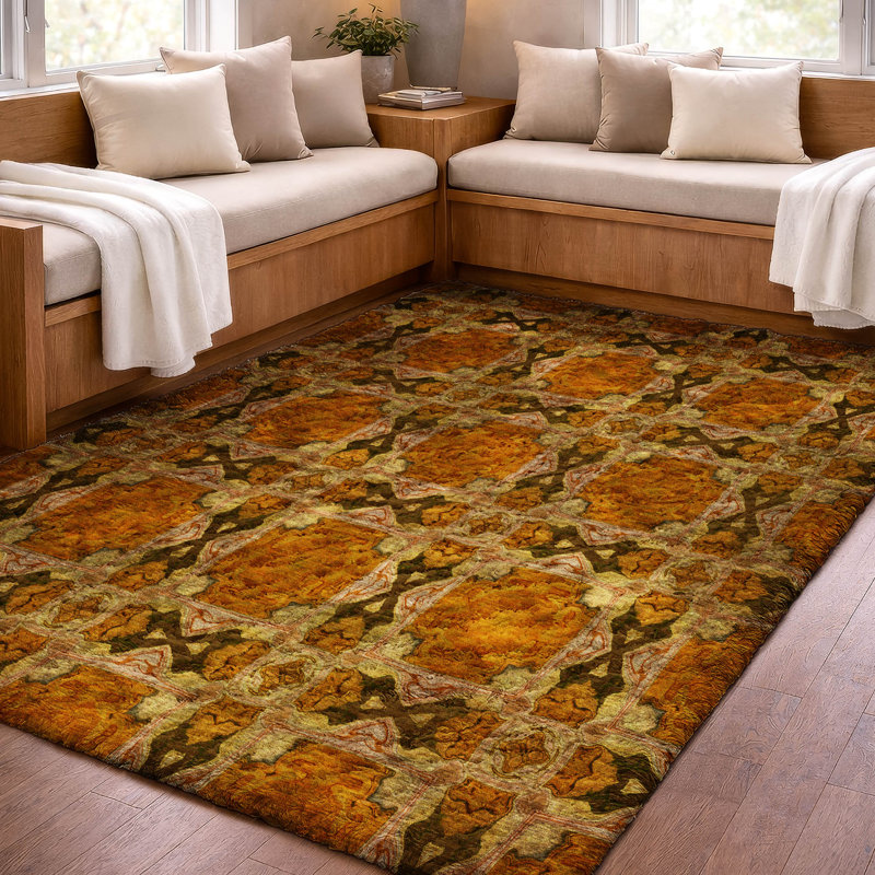 Tapis à poil long de qualité supérieure lavable à la machine ADS564, Paprika, 9' x 12'
