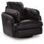 Modie Swivel Glider Recliner Chair with One Pull Motion, Black Leather
