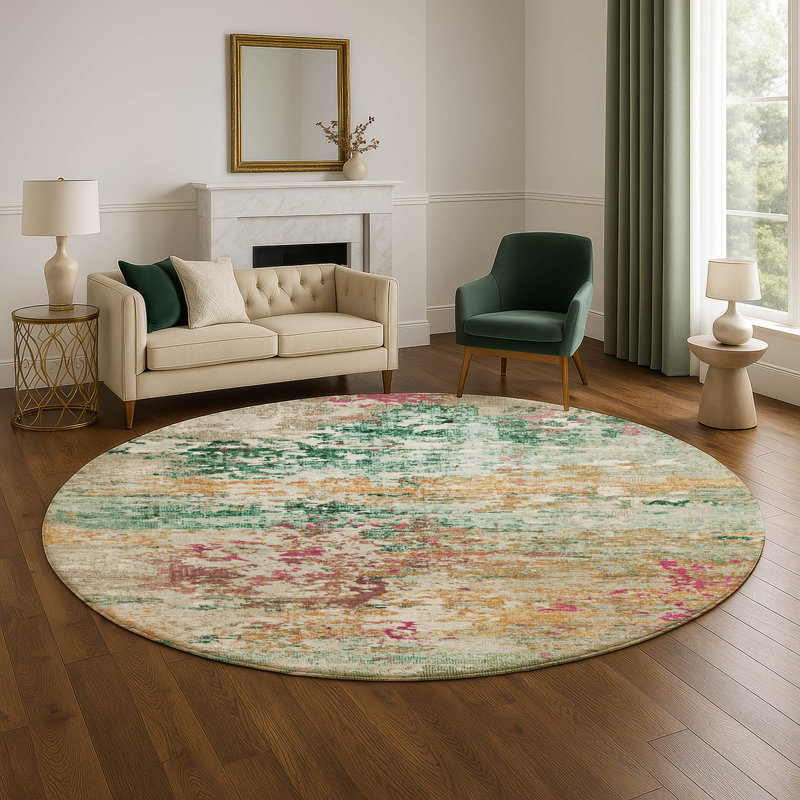 Premium Machine Washable Ashington AMF1830 Modern Rug, Round 8'