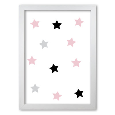 Pink Black And Grey Stars - Painting
