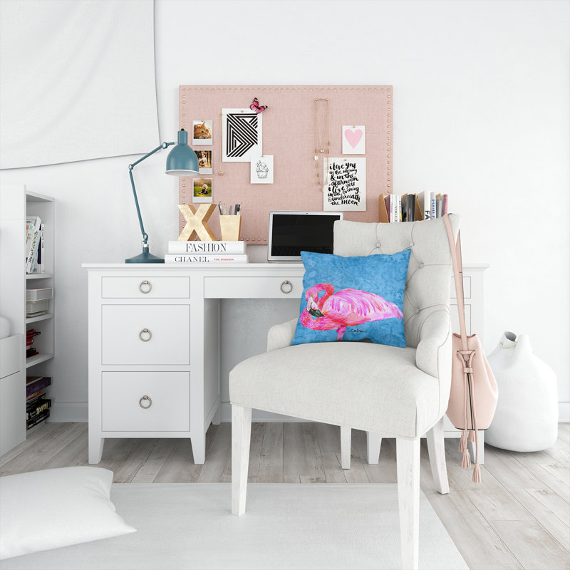 Bleu flamant rose ; coussin décoratif intérieur/extérieur rose
