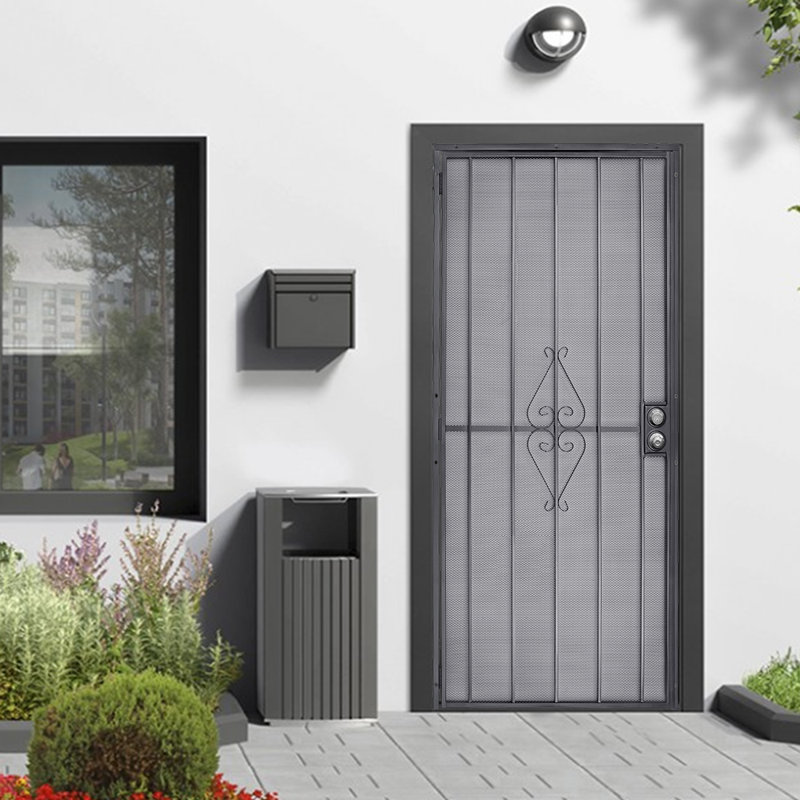 Grisham Iron Security Screen Door Conveys, Black, 80'' H x 32'' W x 2'' D