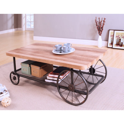 Table basse Vintage L'appel - Métal et chêne dans un style gris rustique en bois