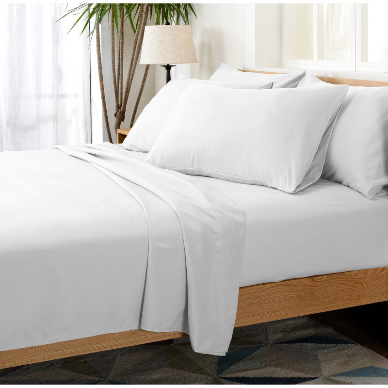 Microfiber Sheet Set, White, Twin Sheet Set with Fitted Sheet and 4 Pillowcases