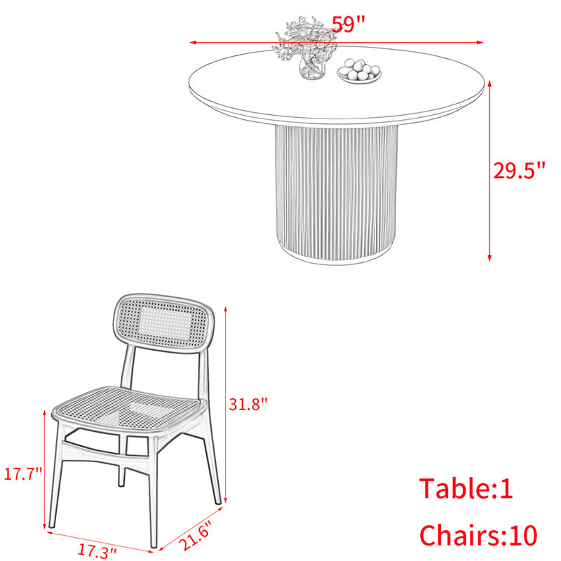 Ensemble de table de salle à manger en bois massif de style japonais