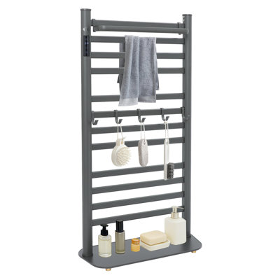 Chauffe-serviettes électrique en aluminium avec chauffe-serviettes en fibre de carbone avec écran tactile à DEL 1 à 8 heures et réglage de la température de 86 à 140 for pour la salle de bain