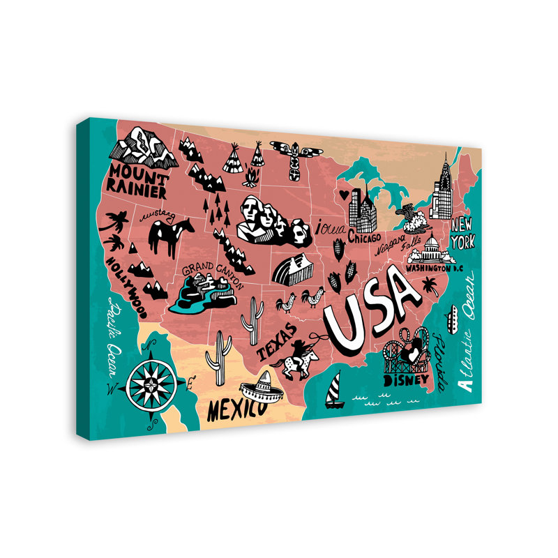 Art sur toile map des états-unis Montcalm