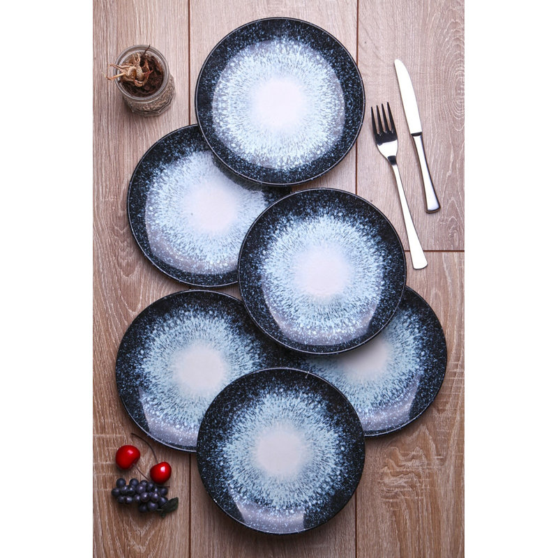 Assiette à dessert, Noir / Bleu