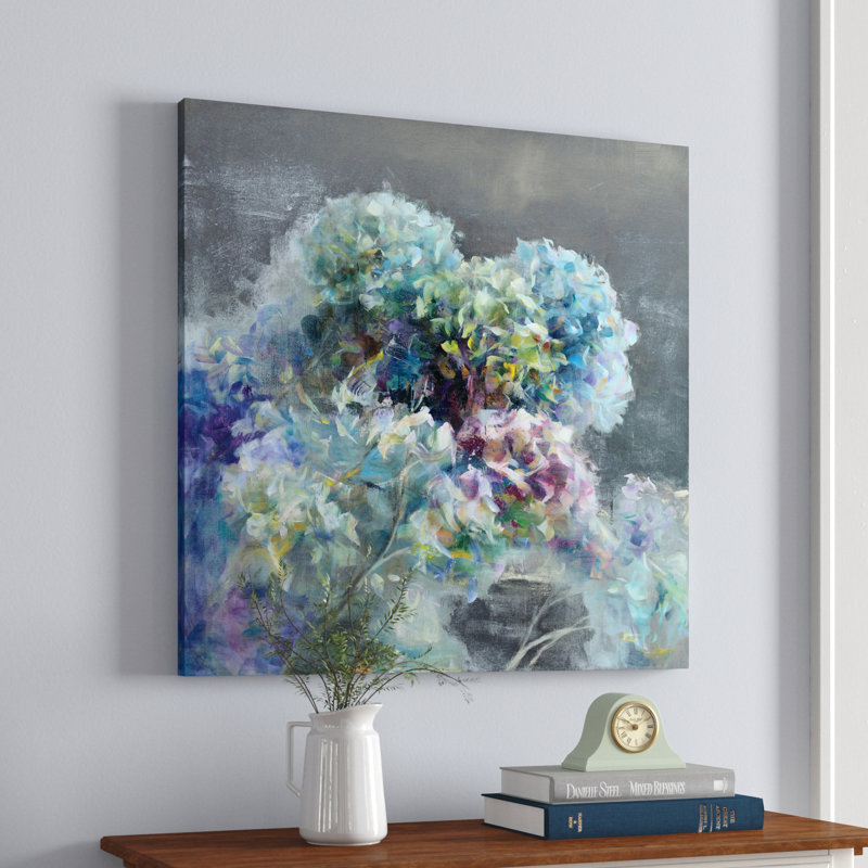 Abstract Hydrangea Dark by Danhui Nai - Painting, 91cm H x 91cm W, Wrapped Canvas