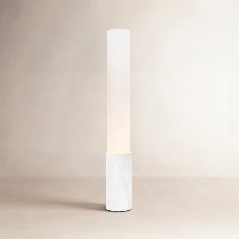 Elise Column Floor Lamp, Marble White, 32" H x 4.5" W x 4.5" D