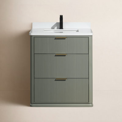 Aria 30'' Single Bathroom Vanity With Engineered Quartz Top