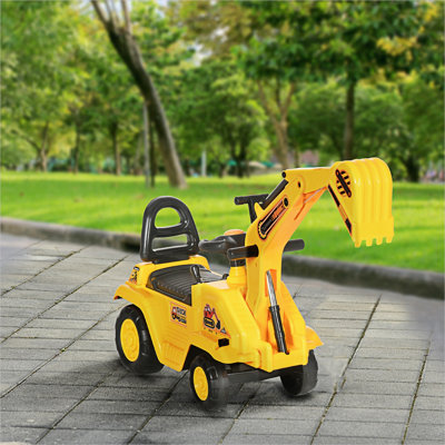 Kids' Foot-Powered Ride-On Tractor with Front Loader, 2-in-1 Digger/Pull Cart, Under-Seat Storage, Yellow, for Toddlers 18–48 Months, Indoor/Outdoor