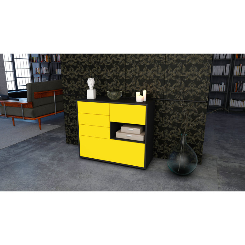 Pulaski 92cm Sideboard, Charcoal/Yellow