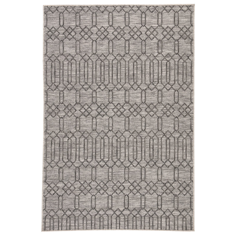 Tapis intérieur/extérieur gris/noir jaipur vie Calcutta, Rectangle 5 pi 3 po x 7 pi 6 po