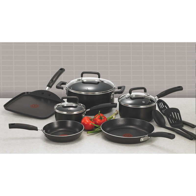 T-fal 12-Piece Black Non-Stick Aluminum Cookware Set
