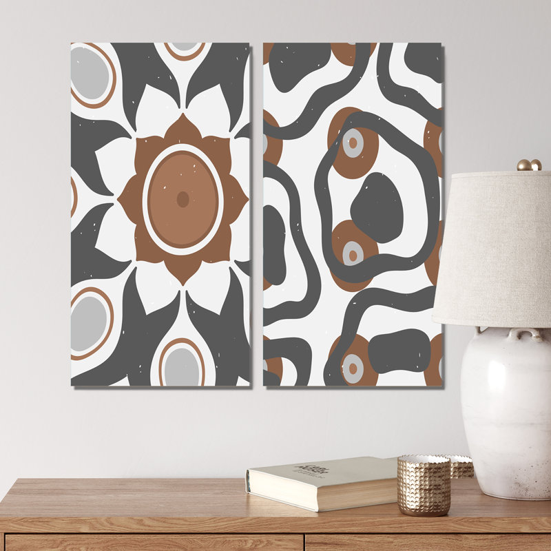 «Retro Abstract Colorful Colorful Geometric Designs IX», ensemble de 2 impressions, Toile tendue, H 20 po x l 24 po