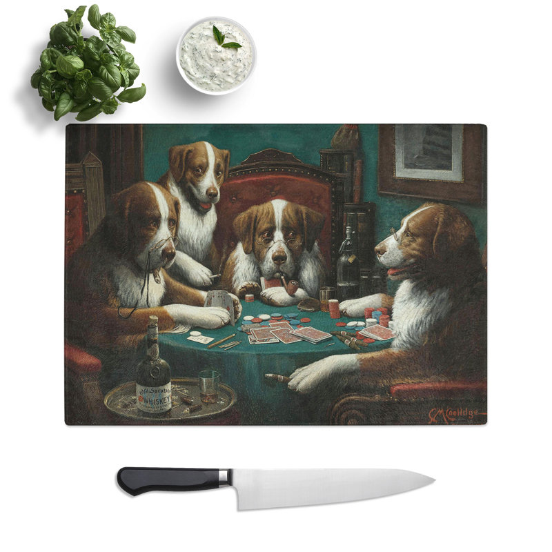 Dogs Playing Poker by Cassius Marcellus Coolidge Chopping Board, 28.5cm W x 39cm L