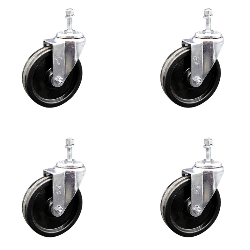 Ensemble de roulettes à tige filetée pivotante 10 mm 2 roues SCC