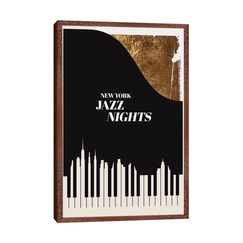 Jazz Nights 1 Piece Wall Art on Canvas, 101.6cm H x 66.04cm W x 3.81cm D, Classic Brown Wood Floater Framed