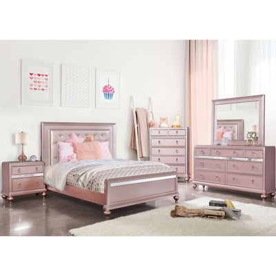 Mobilier de chambre à coucher de style contemporain avec garniture de miroir 1pc