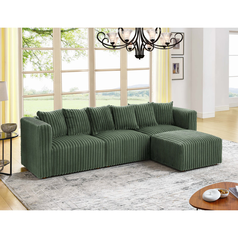 Canapé modulaire Dalmerlington, Fausse fourrure vert foncé