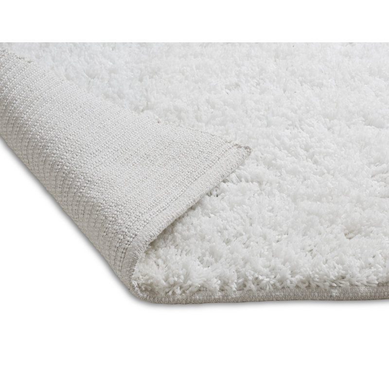 Tapis blanc en coton à poils longs Headen, Rectangle 5 pi x 7 pi
