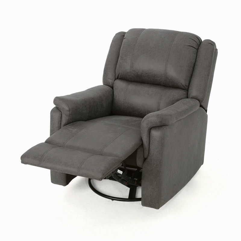 Glider Recliner With Swivel, Gray Polyester