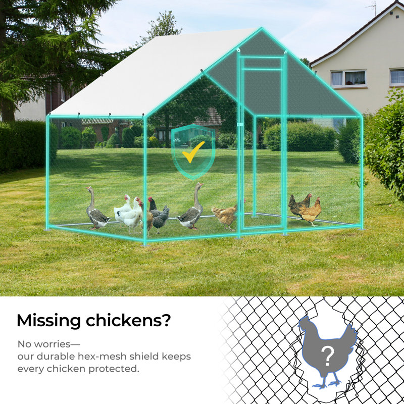 Poulailler de grande taille pour 6/12 poulets avec une housse imperméable et un enclos à poulets en treillis en métal pour l'extérieur