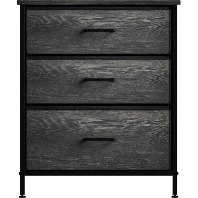 Sorbus 3 Drawers Nightstand with Steel Frame, Wood Top & Fabric Bins in Rustic by Sorbus