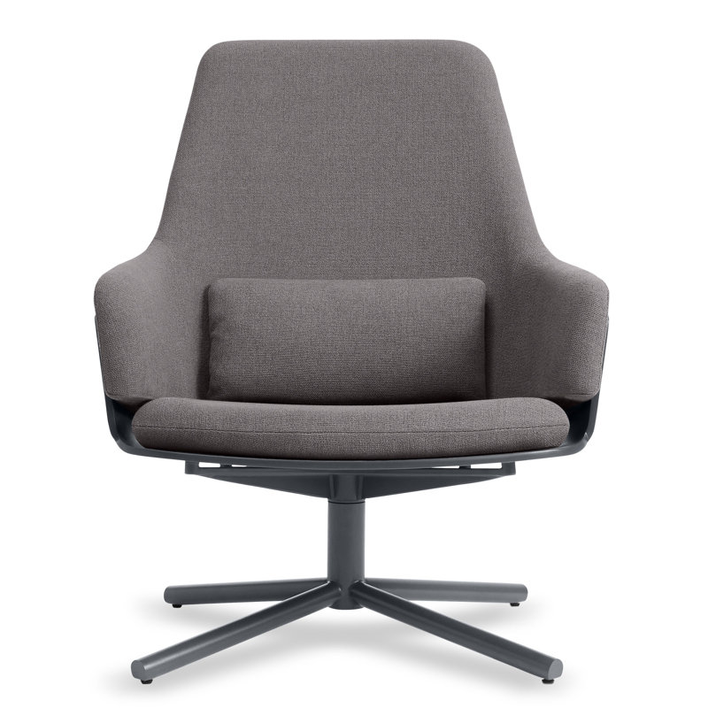 Lock Swivel Armchair, Condit Charcoal 100% Polyester, Gray