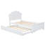 Lit plateforme simple en bois avec tête de lit et lit gigogne simple, blanc-124438805