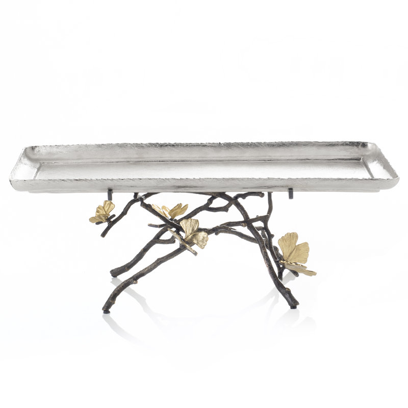 Butterfly Ginkgo Footed Tray, 6.75" H x 18" W x 12" D