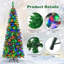 Arbre de Noël 7,5 pi avec 250 lumières à DEL blanches artificielles pré-éclairées en PVC 7,5 pi - Design mince à deux tons, facile à assembler pour la maison, le bureau et les fêtes (vert, 743 pointes)-1014831452